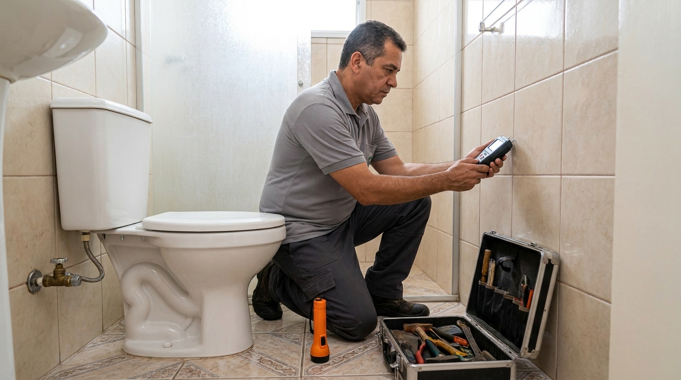Técnico de caça vazamento com detector em Americana‑SP