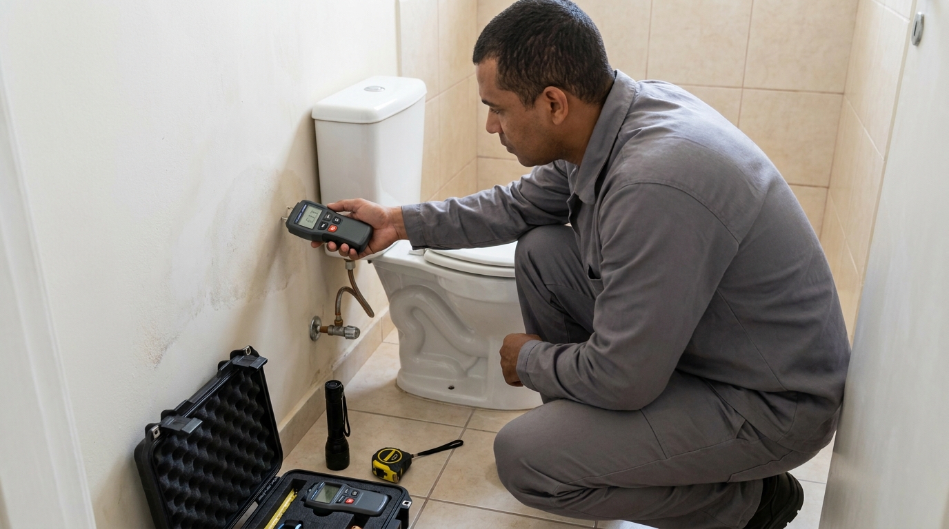 Técnico de caça vazamento em residência em Americana‑SP